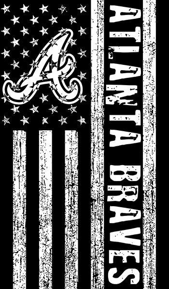 Atlanta Braves Black And White American Flag logo iron on paper